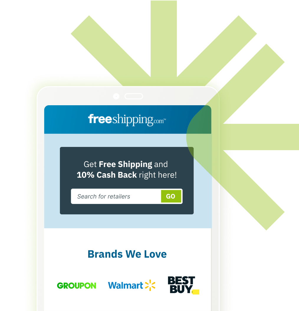 Freeshipping.com mobile homepage on a phone