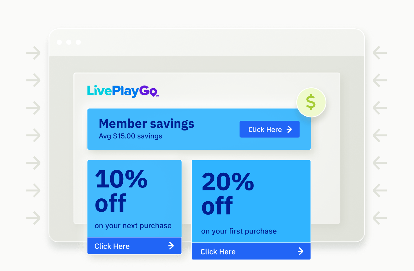 LivePlayGo screen with ads