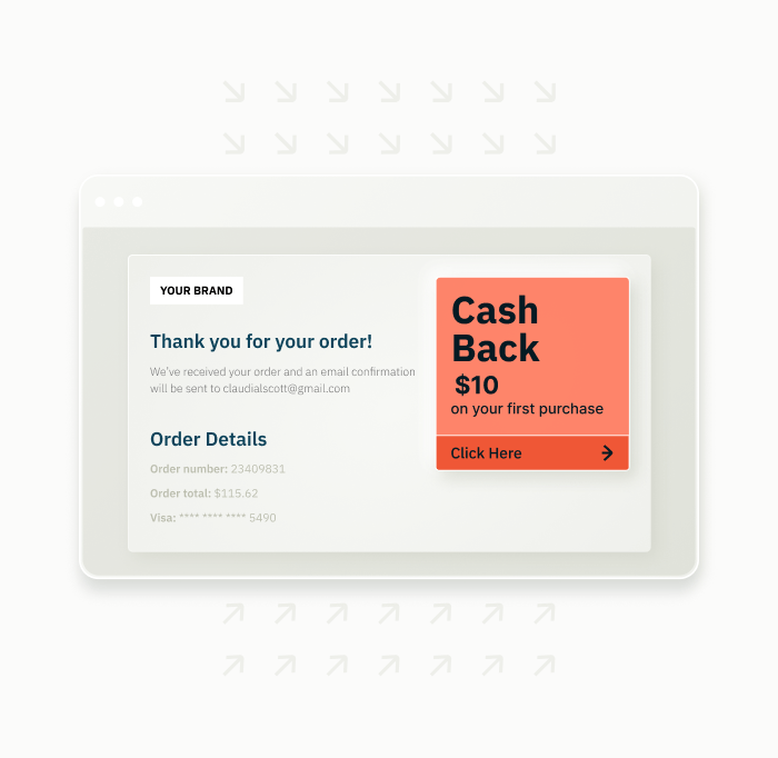 Platform checkout page with an ad
