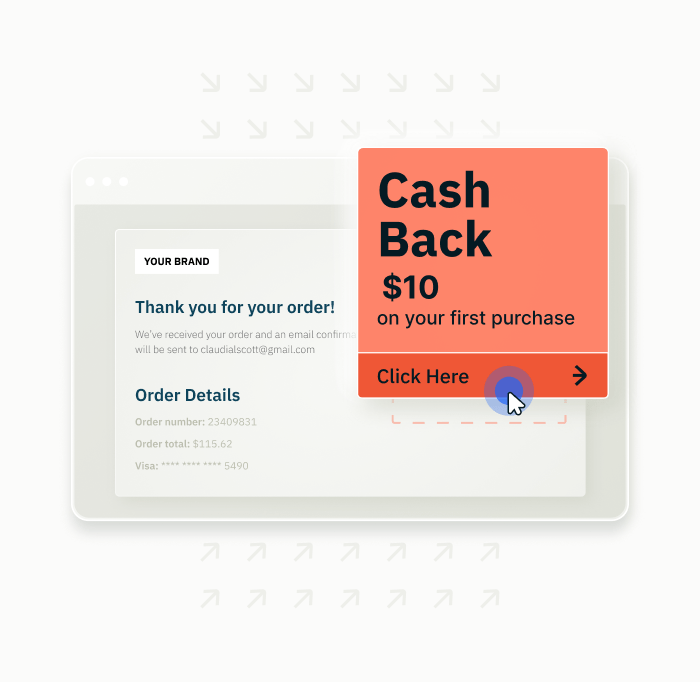 Platform checkout page with a cash back ad